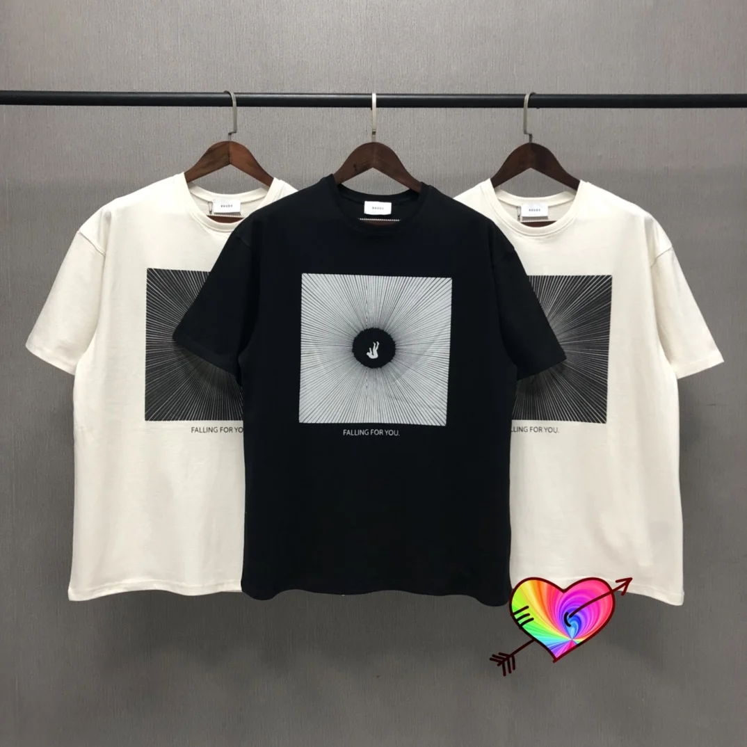 

Oversized Rhude T-shirt 2021 Men Women High Quality Inspirational Write Logo Print Rhude FALLING FOR YOU Tee Tops Short Sleeve