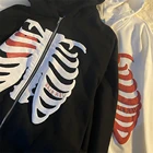 Женская толстовка в стиле Харадзюку, зимняя толстовка с капюшоном со скелетом, размер d, свободного покроя, на молнии, в стиле панк, Свитшот стандартного размера, Корейская уличная одежда