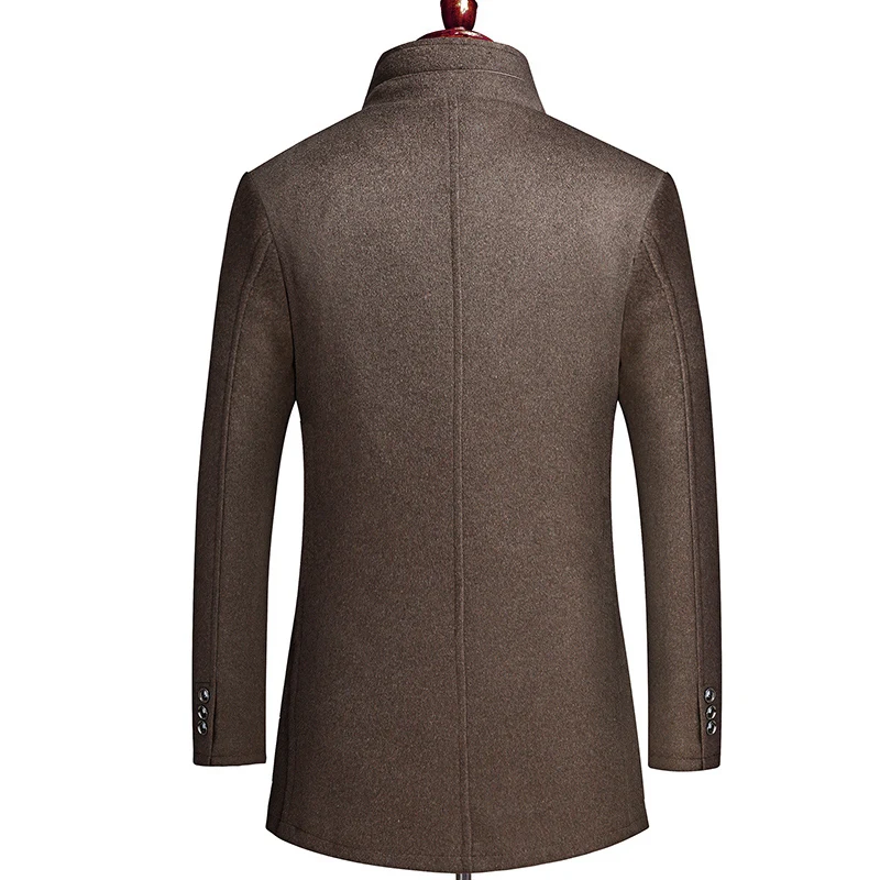 Мужское однобортное шерстяное пальто Mirecoo однотонное зимнее Регулируемый жилет