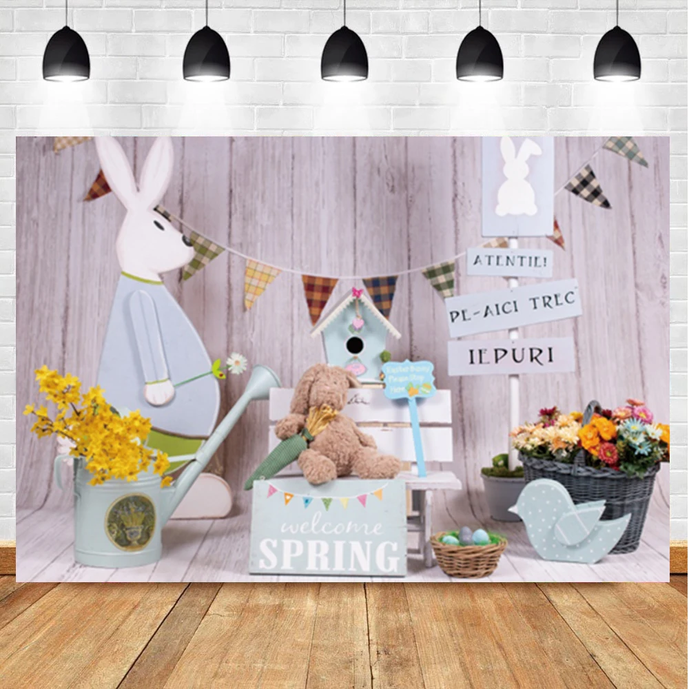 

Laeacco Cartoon Easter Photography Background Newborn Portrait Birthday Party Custom Photocall Backdrop For Photo Studio Props