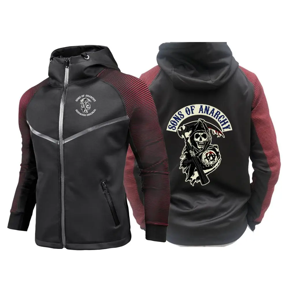 

Мужские мотоциклетные толстовки Sons Of анархии SOA на заказ, Осенний гоночный костюм, дышащая куртка, костюм для верховой езды, водонепроницаем...