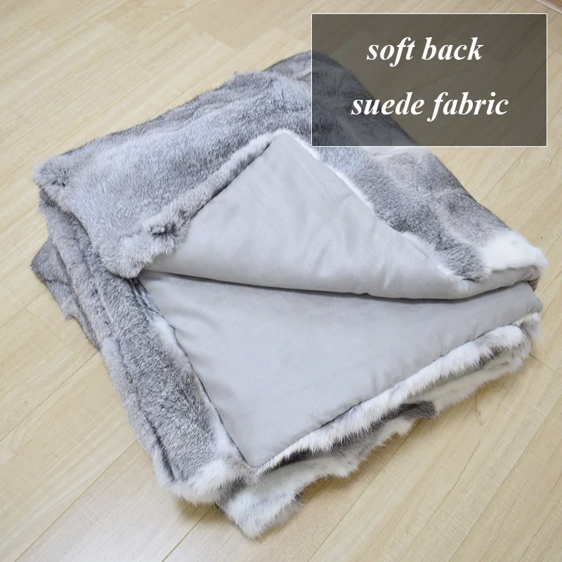 MS.Softex натуральный одеяло из меха кролика Спальня натурального кроличьего пледы