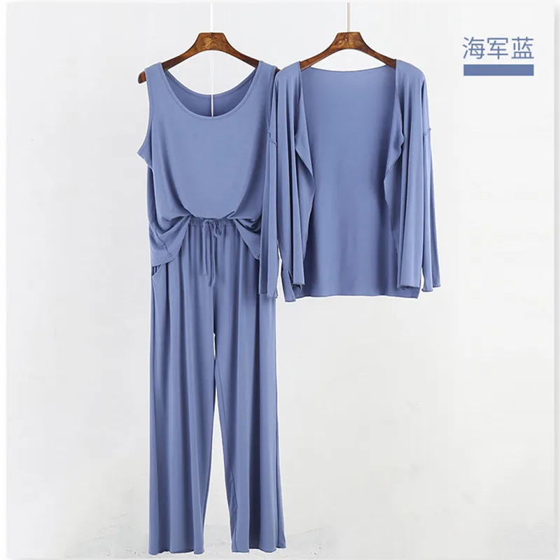 

Fdfklak Spring Summer 3 Piece Set Pijamas Women Sexy Modal Lingerie Set Sleepwear Pajamas For Women Night Wear Pyjamas Suit