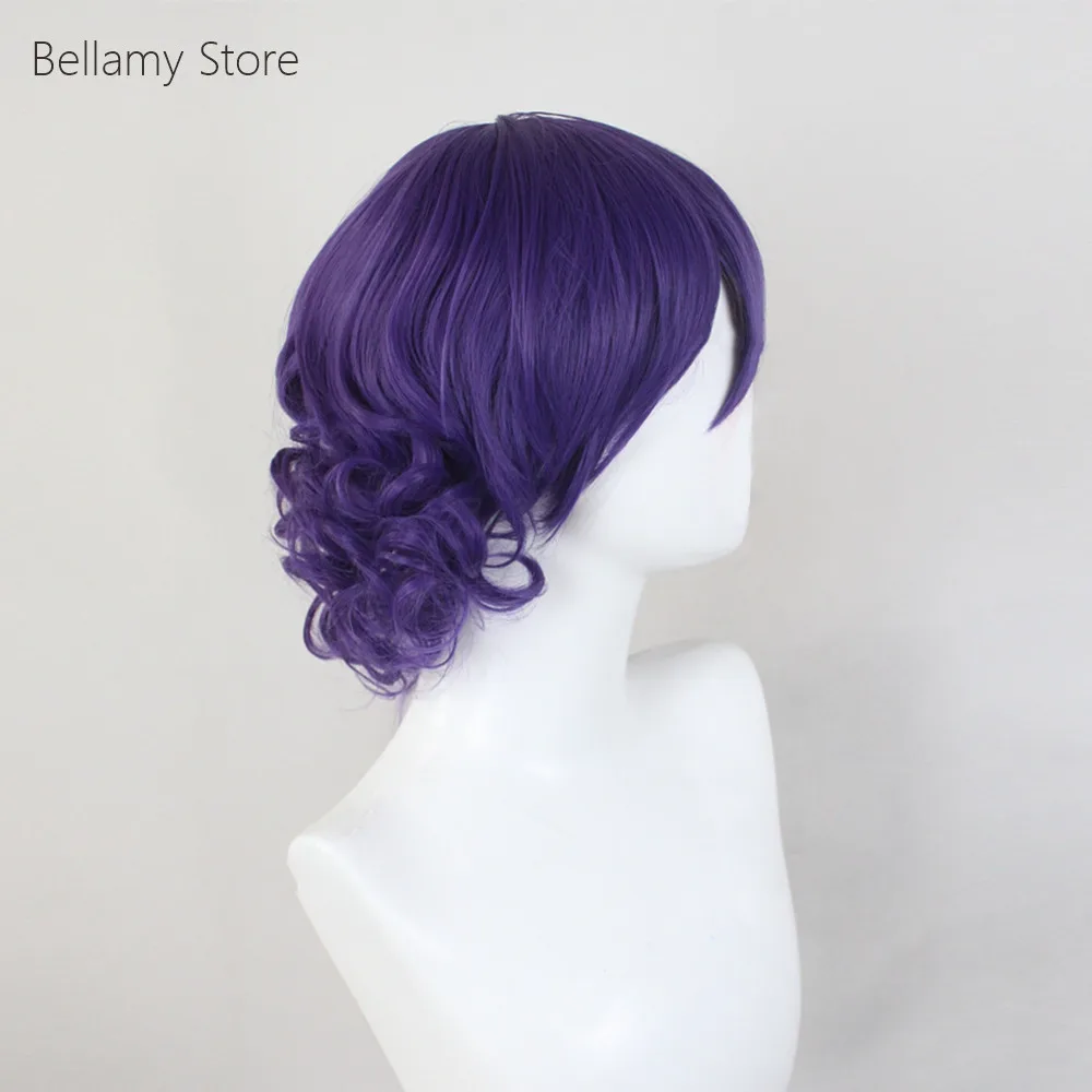 Парик для косплея восточного проекта COS Yasaka Канако фиолетовые короткие вьющиеся