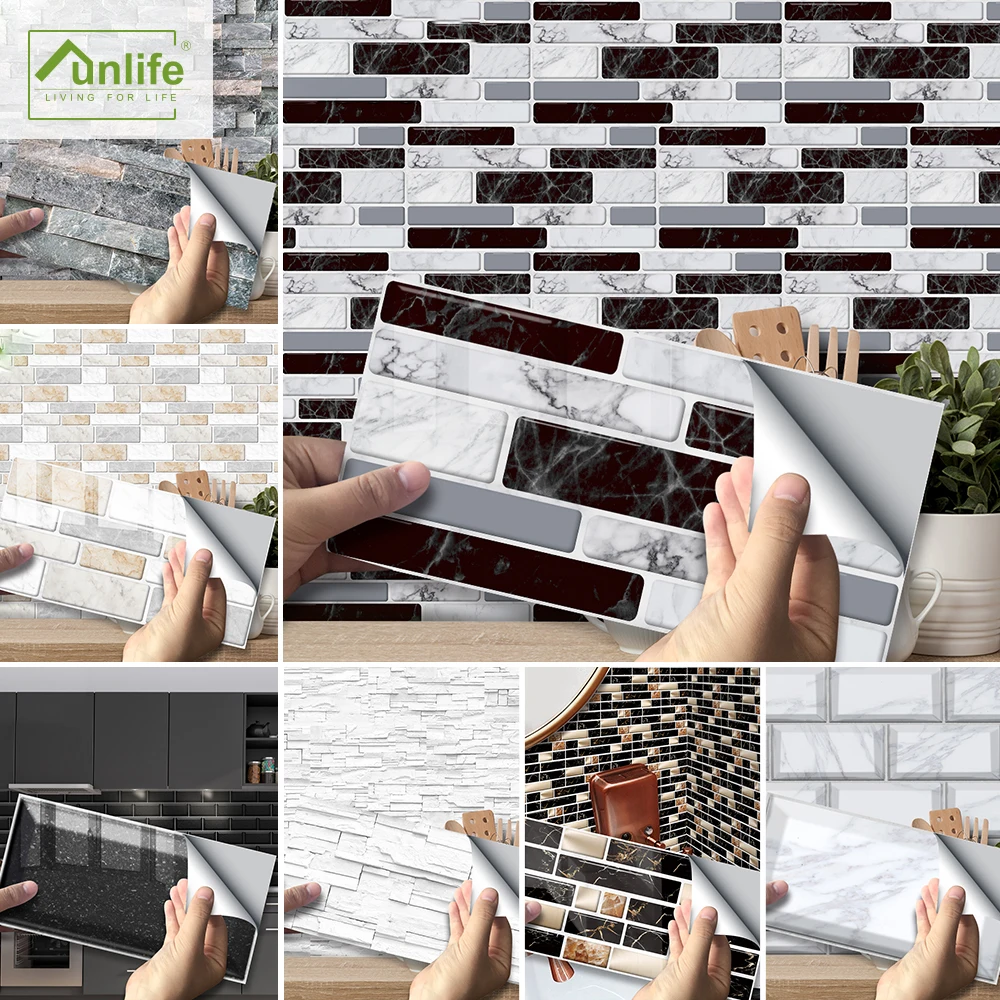 

Funlife® 20X10cm Black and White Marble Wallpaper Waterproof Self-Adhesive Peel & Stick Tile Stickers for Bathroom Kitchen Decor