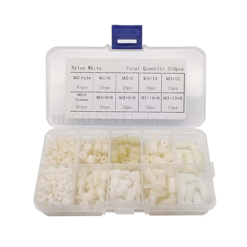 300 шт. набор нейлоновых белых шестигранных гаек M3|nut spacer|spacers screw nutspacer nut |