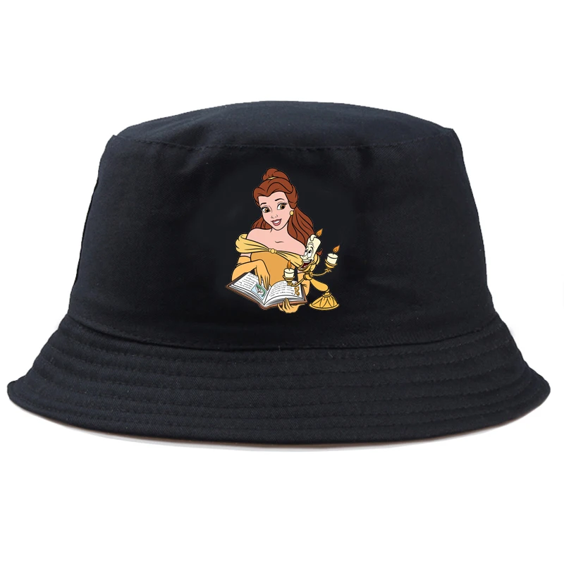 

Disney Beauty and the Beast Belle Classic Bucket Hat Girl Boy Outdoor Brand Panama Cotton Fishing Hat Cute Seaside Beach Hat