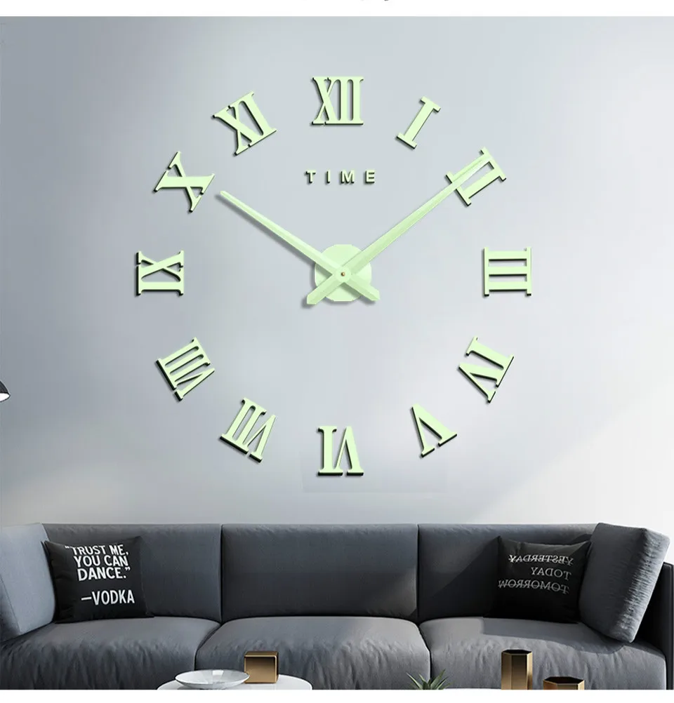 Светящиеся Популярные креативные большие Daylighting DIY настенные часы Современная