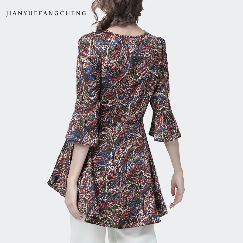 Женская винтажная блузка в стиле бохо с цветочным принтом коротким рукавом