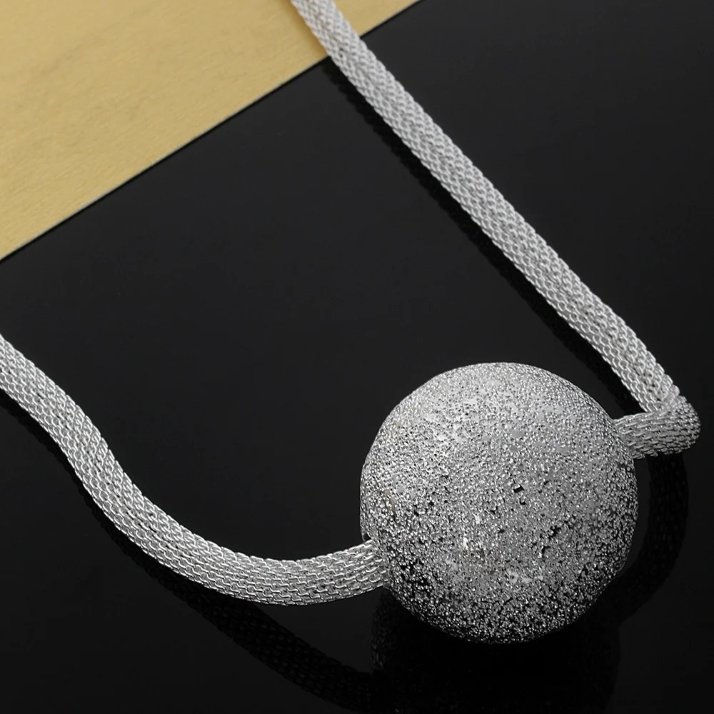 

925 Sterling Silver Necklace Pendant Lucky Link Chain Ball Zircon Retro Fine Charm Elegant High Quality Party Jewelry Gift