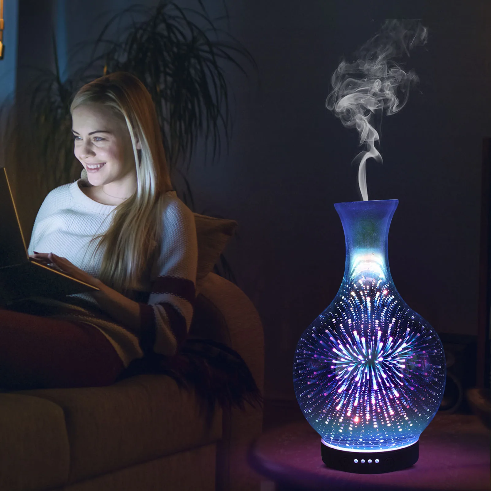 

Увлажнитель воздуха ультразвуковой, 7 цветов, Led-подсветильник ка, 120 мл