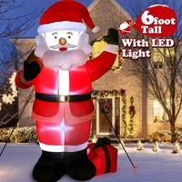 ourwarm 6ft christmas inflatables blow up new year outdoor yard decorations santa claus inflatable with led lights