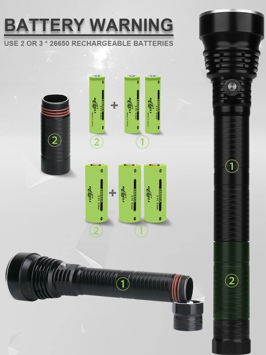 Online Linterna De Buceo Profesional Xhp90.2, Potente, Resistente Al Agua, Recargable, Con Batería De 18650 Y 26650