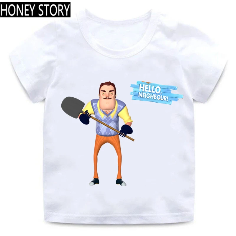 

Boys and Girls Game Hello Neighbor Cartoon Graphic T shirt Kids Casual Funny Clothes Baby Summer Casual Short Sleeve T-shirt