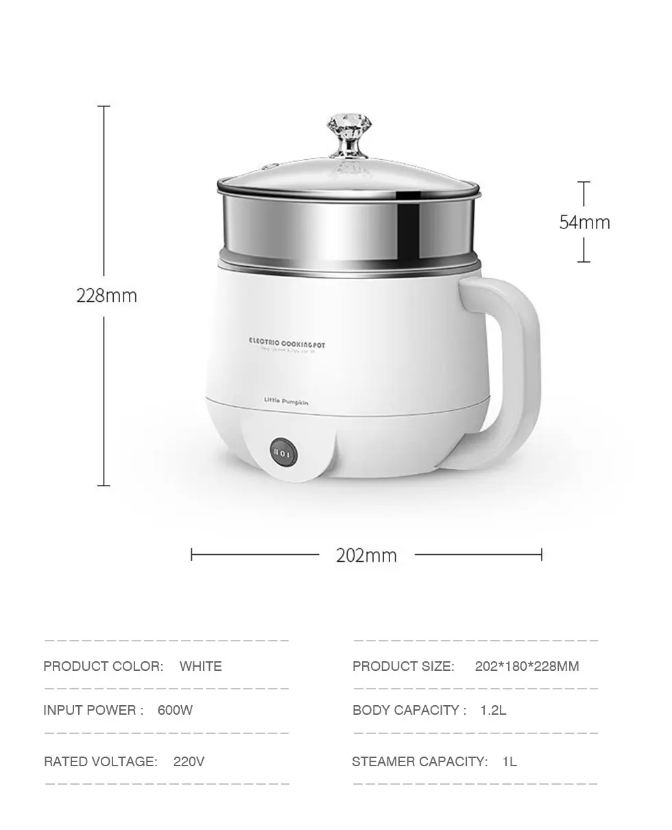 110V/220V Mini Multifunctional Electric Cooking Pot Machine Single/Double Layer Available Rice Cooker Steamed Non-stick coating