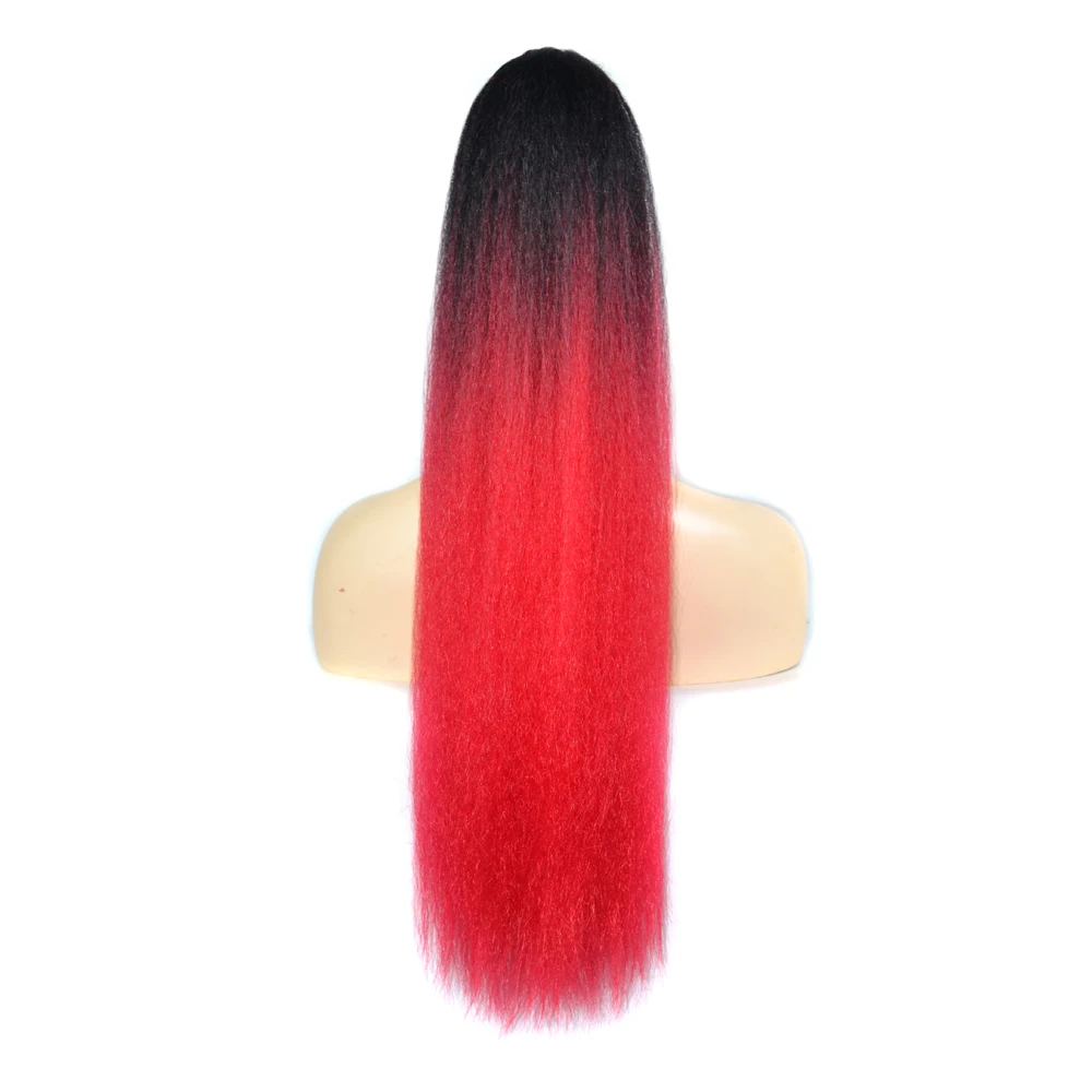 

Long Synthetic Ponytail Yakima Curly Hair Extension Fake Drawstring Pony Tail Hairpiece for Women Straight Colorful Hair Bun