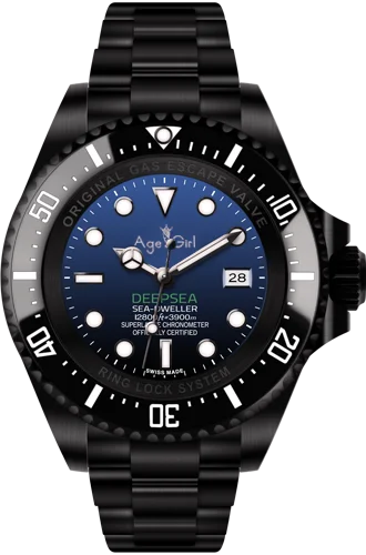 Full Black Blue Роскошные брендовые Новые мужские керамические Безель из нержавеющей стали автоматические механические черные синие зеленые повседневные сапфировые Deepsea часы AAA+ 44 мм - Цвет: Full Black Blue