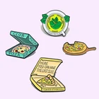 Новое поступление 2021, эмалированные ювелирные изделия с изображением зеленых растений, эльфа, пиццы, пиццы, клуба на вынос, значок для фаст-фуда, подвеска, подарки