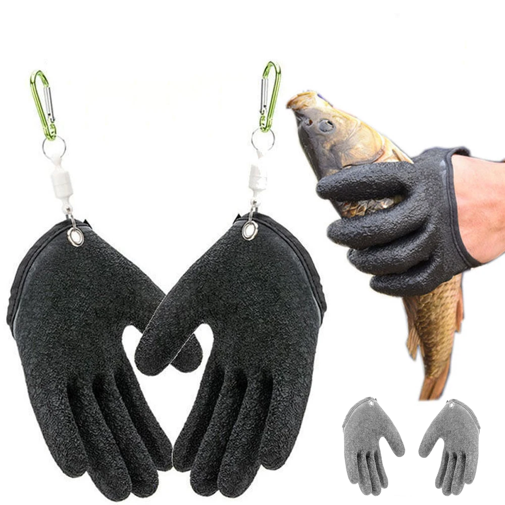 Guantes de pesca antideslizantes, protección para la mano contra rasguños y perforaciones, guantes
