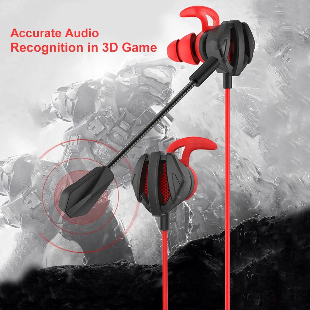 Portable Dynamic Noise Reduction In-Ear Wired Call Earphones Gaming Computer Earpiece With Dual Mic For Pubg PS4 CSGO | Электроника