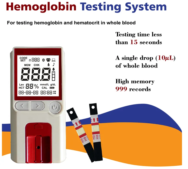 

Ручной тестер гемоглобина/устройство для быстрого тестирования крови с 250 шт. полосок для медицинского клинического использования