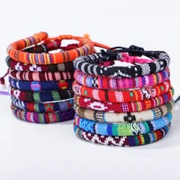 hand weave braided boho bracelet summer beach bohemian vintage cotton rope string nepal yoga ethnic rainbow woven bracelets