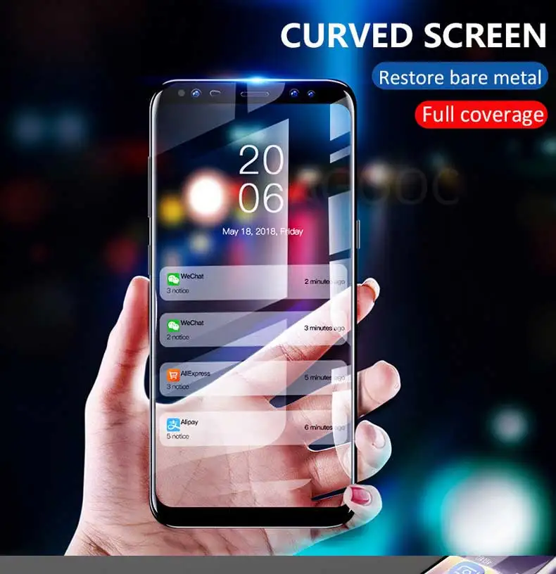 Закаленное стекло с закругленными краями 100D для samsung Galaxy Note 8 9 S7 S6 Edge S9 S8 Plus Защитная пленка для экрана прозрачное стекло