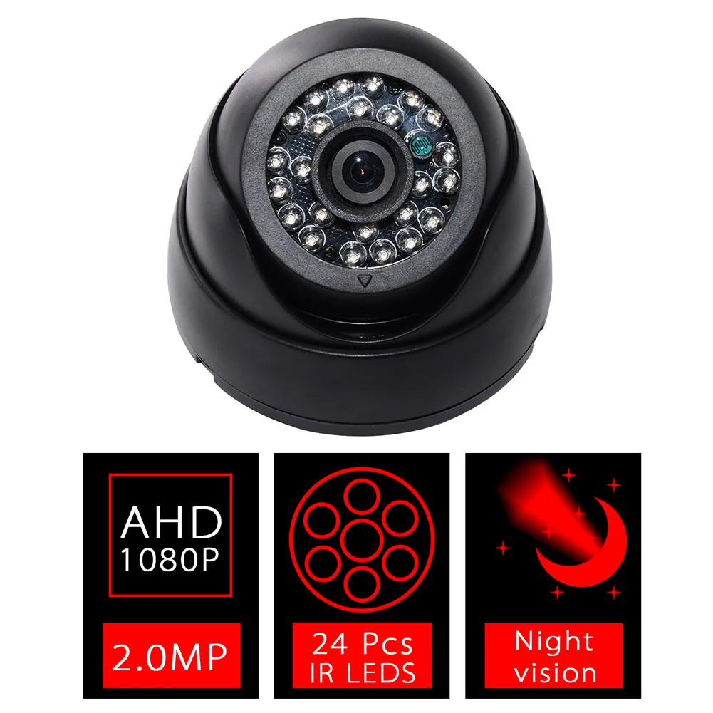 

One Set Dome CCTV Camera with 24pcs LEDs 720P HD Night Vision 3.6mm Lens AS99
