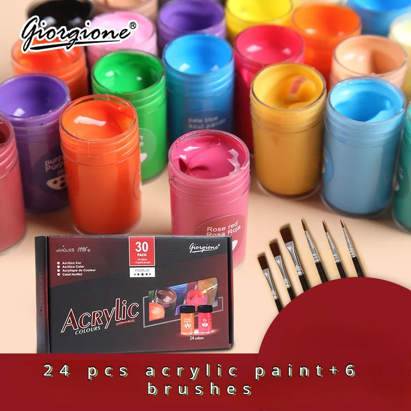 

Acrylic Pigment Set 24 Colors 25ml Acrylic Paint and 6 Painting Pens for Wall Painting and Washable Acrylic Paint Set