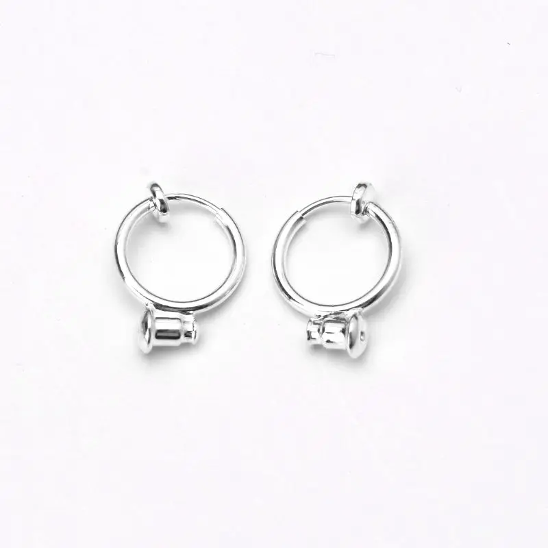 

69HB 1 Pair Clip On Hoop Earring Converters No-pierced Turn Any Stud Into A Clip-On