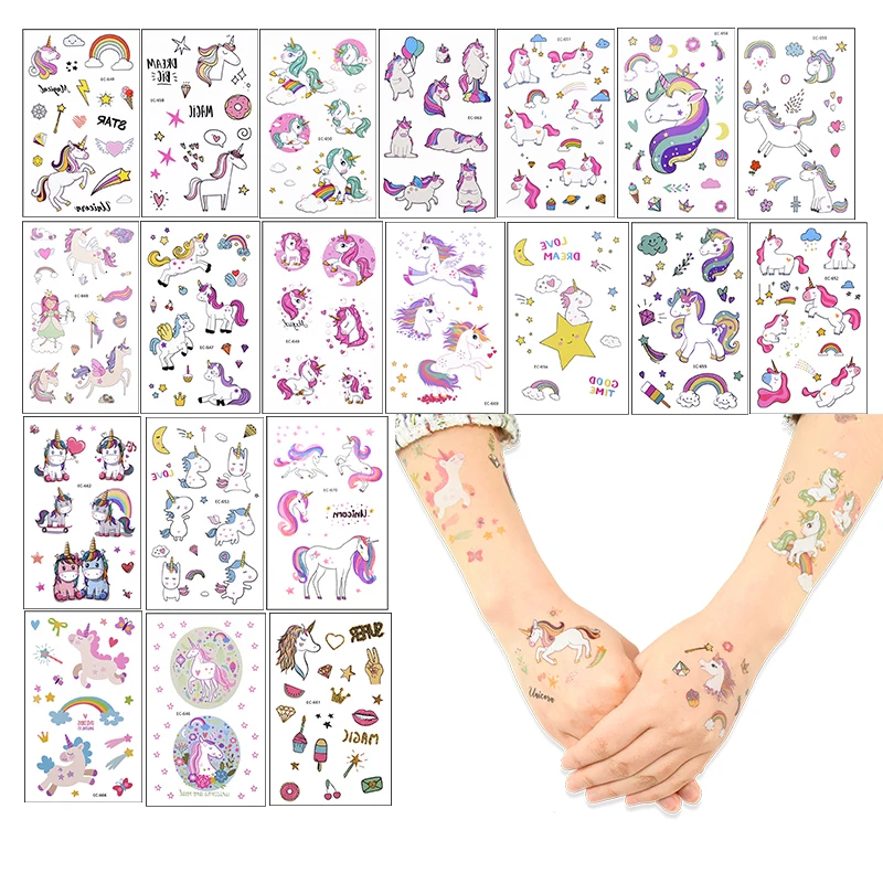 1/3/5pcs Unicorn Temporary Tattoo Kids Disposable Decoration Body Art Waterproof Sticker Unicornio Party Wedding Decor|Украшения