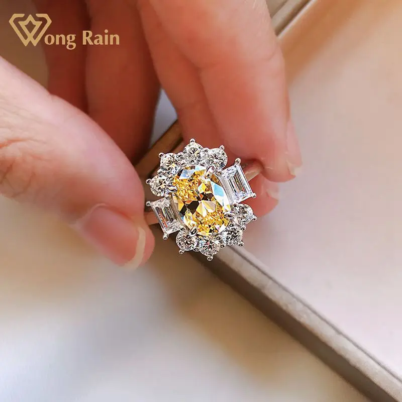 

Wong Rain 925 Sterling Silver Oval Cut Citrine Gemstone Wedding Engagement Vintage Ring For Women Gift Fine Jewelry Wholesale