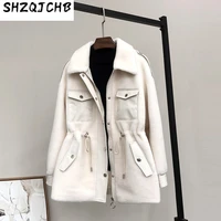 shzq wool sheep shearing coat womens medium and long composite fur integrated fur coat tooling young net red