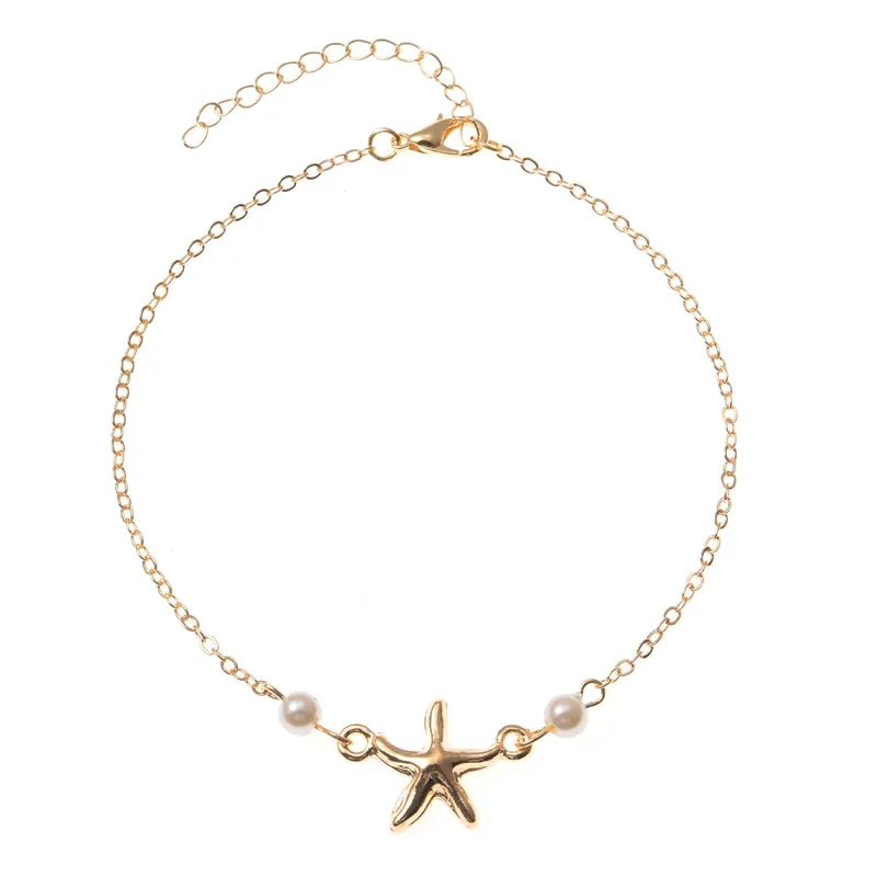 

Trendy Starfish Anklet Feet Bracelet For Women Imitation Pearls Beach Footwear Anklets Boho Style Party Summer Jewelry 2020 New