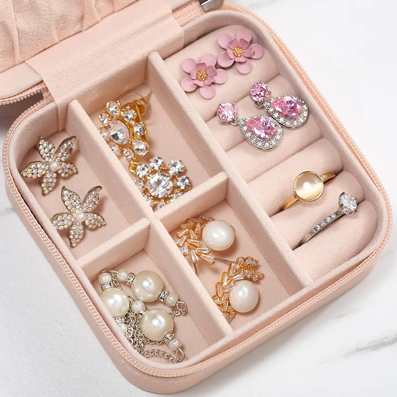 Portable Jewelry Box Fashion Minimalist Jewelry Case Necklace Earrings Ring Organizer Box Jewelry Display Travel Storage Holder
