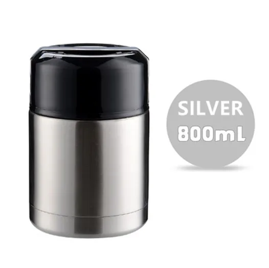 800ml Silver 800/1000 мл Термос с двойными стенками из нержавеющей стали для еды для супа контейнеры большой емкости термосы для ланча бэнто коробка - Цвет: 800ml Silver