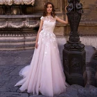 Женское свадебное платье с коротким рукавом, розовое ТРАПЕЦИЕВИДНОЕ ПЛАТЬЕ в стиле бохо с кружевной аппликацией, 2022