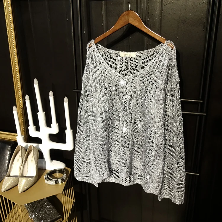 Новый женский модный вязаный свитер с вырезами и V-образным вырезом