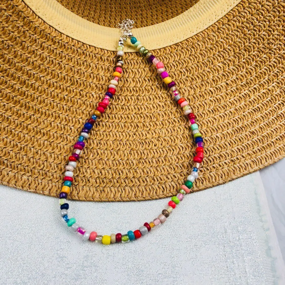Boho красочные маленькие бусы колье для женщин Простой Бисероплетение Цветок ожерелье ручной работы воротник ювелирные изделия колье Femme