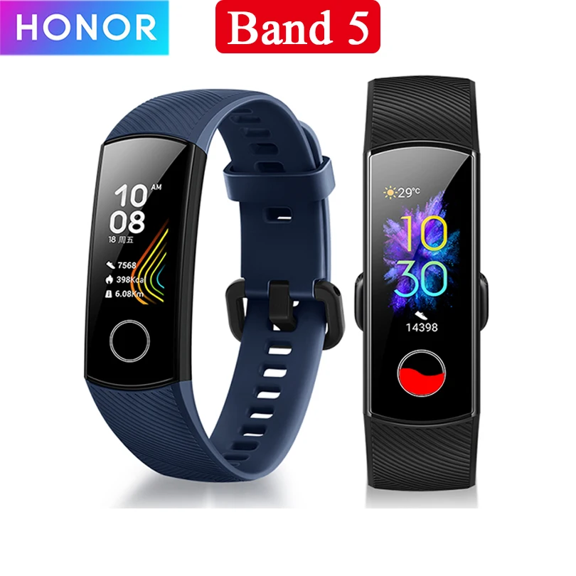 Умный Браслет huawei Honor Band 5 с сенсорным экраном, смарт-браслет 4, 0,95 дюймов, трекер, умный OLED, для плавания, водонепроницаемый, Bluetooth, фитнес-трекер