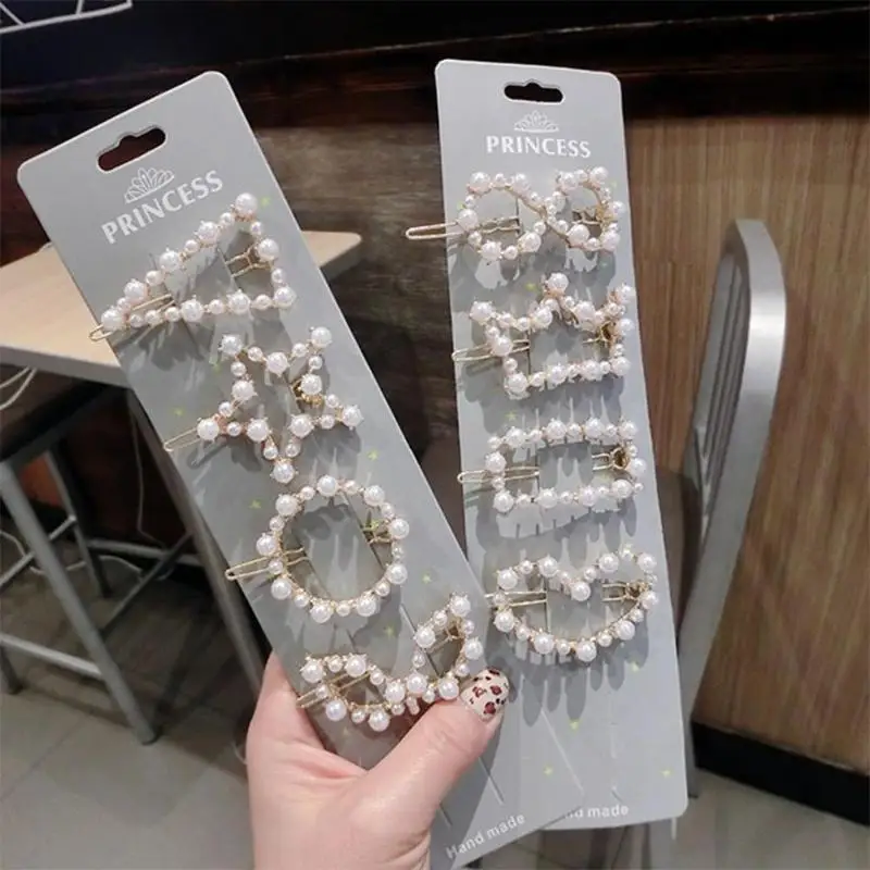 Корейский стиль геометрический Сердце Звезда жемчуг заколка женский хвостик для