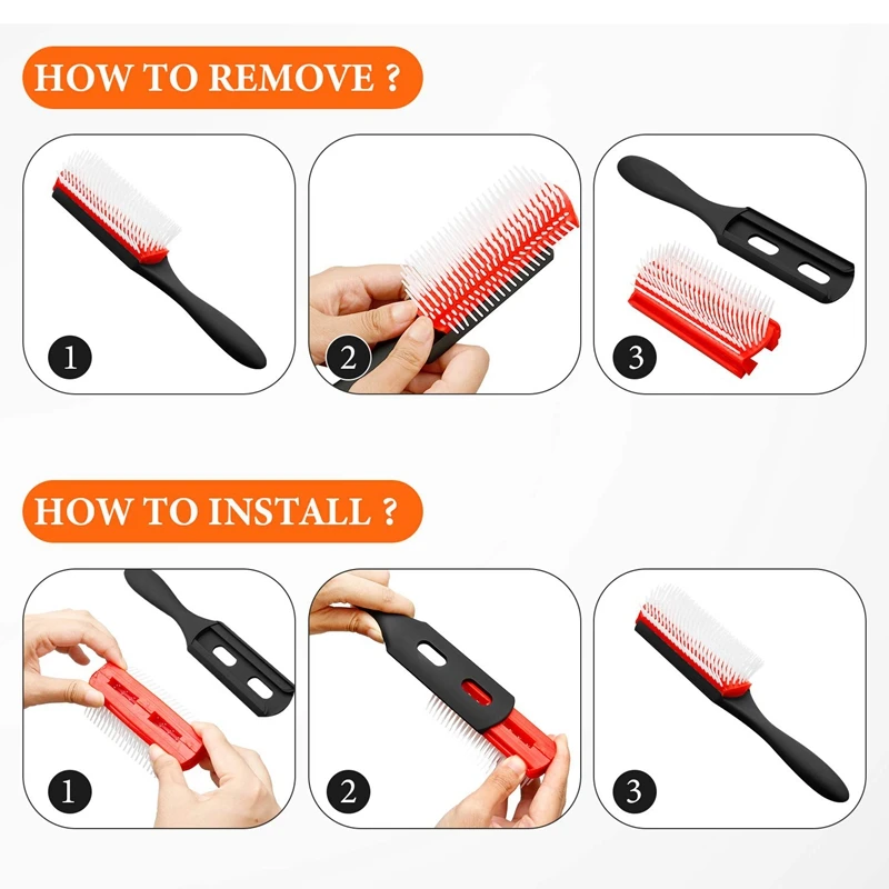 

4-Piece Entangled Hair Comb, Three-Layer Teasing Comb with Rat Tail, Suitable for Hair From 3A to 4C