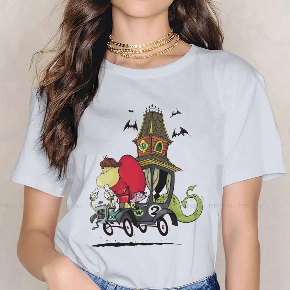 

Car Women Shirts Wacky Races 1968 Anime TV Series Plus Size T-shirt Goth Vintage Female Clothing