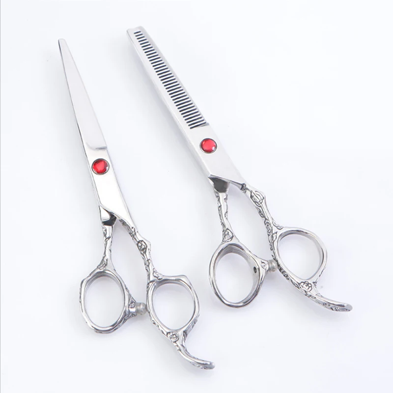 

Hairdressing Scissors Set Flower Handle Red Diamond 6 Inch Personalized Household Hair Salon Professional Styling