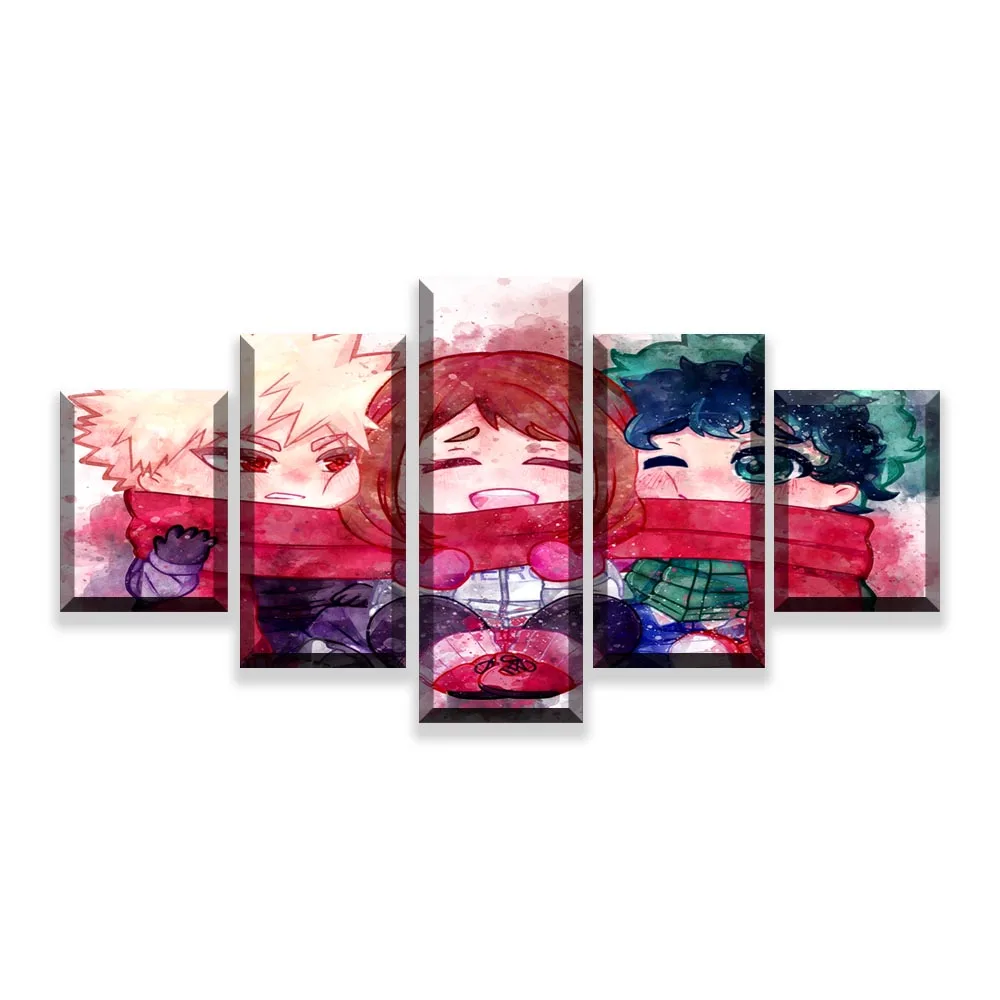 

5 Panel Boku No Hero My Hero Academia Shouto Todoroki Poster Canvas Print Painting Home Decor Wall Art One Set Modular Framework