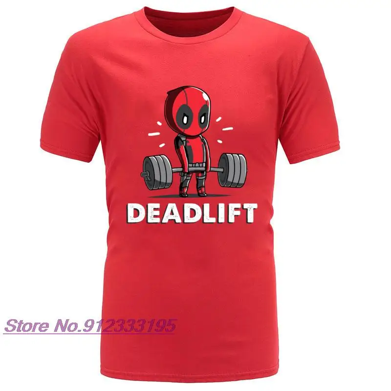 Amazing Deadpool Deadlift Weightlifting Funny Fitnesst Tshirt Deadpool Supe Hero Tee Shirt High Quality Men