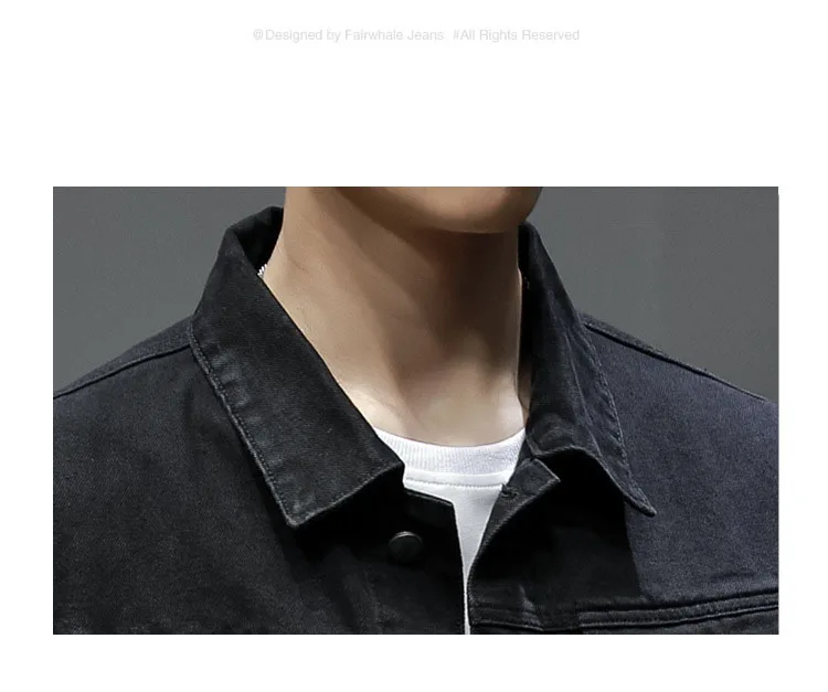 Idopy Мужская черная джинсовая куртка карго осень-зима в винтажном стиле Узкие