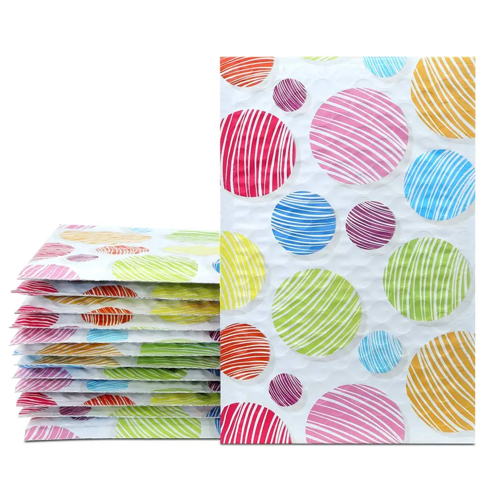 Colorful dot 10 шт 120x180 мм печатные пластиковые пузырчатая почтовая упаковка смешанный узор полиэтиленовый пузырчатый конверт оберточная сумка - Цвет: Colorful dot