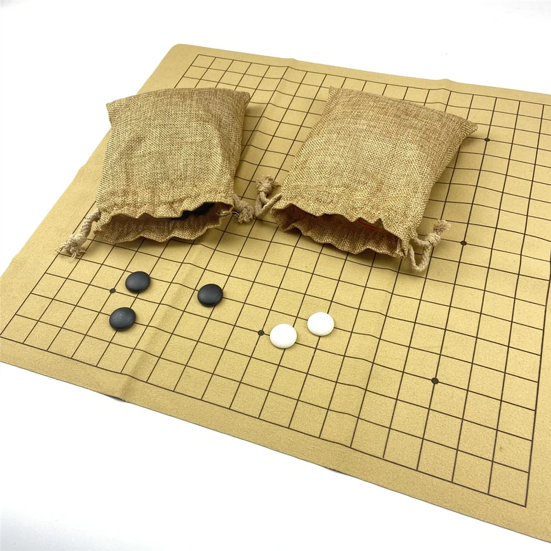 

Chess Go Game Go Board Game Chess Pieces Portable 50*45*0.1CM Board Packed In Cloth Bags PU Leather Gift Entertainment