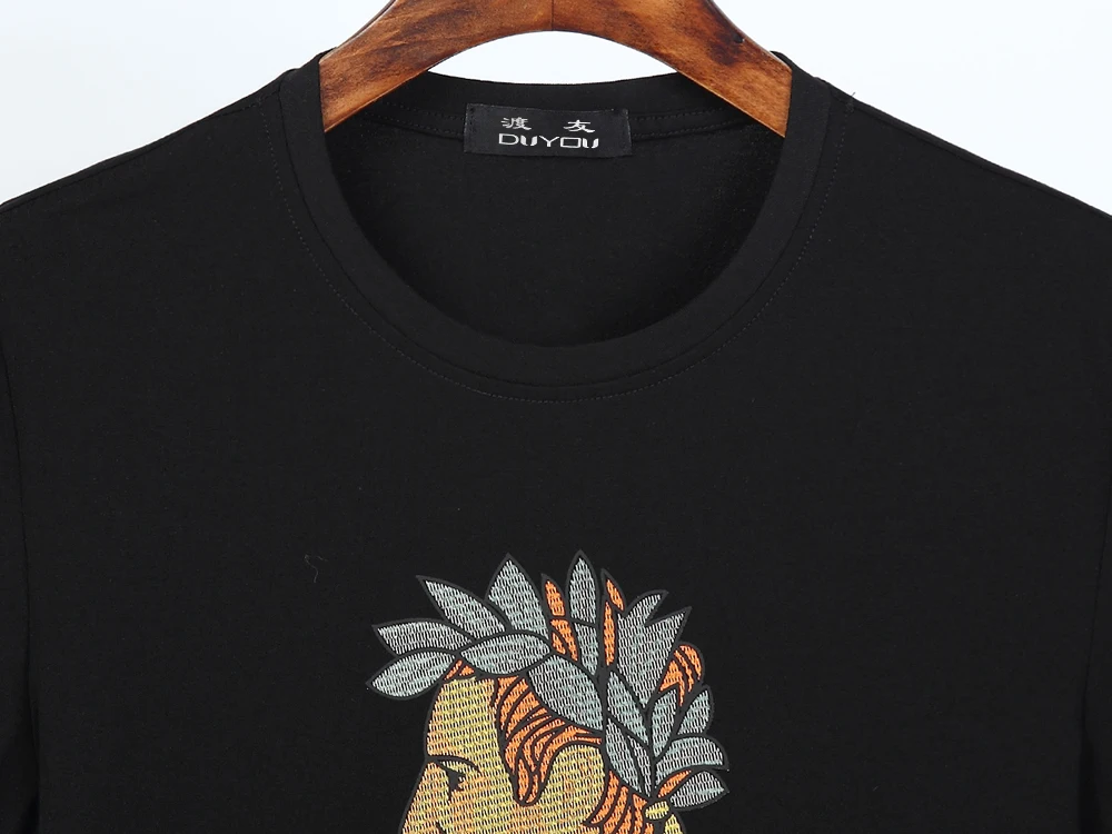 

DUYOU Mens Designer T Shirts Printed Prince wearing laurel Short Sleeve Tshirts Summer Hip Hop 100% Cotton Tops Tees Streetwear